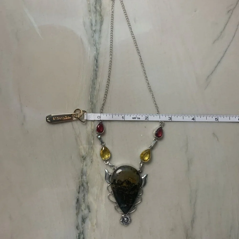 2315 Artistic Silver Necklace with Earthy Tones